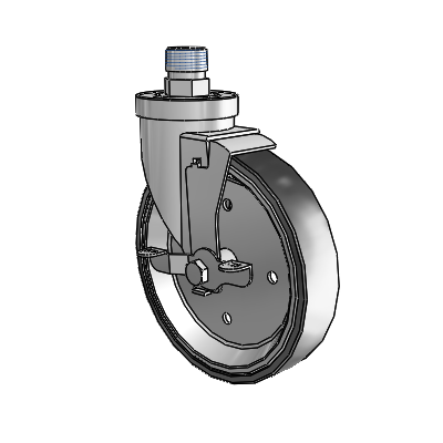 30 Series Pipe Thread Stem Zinc Swivel Caster with 6 x 1.25 Welded Disc Polyurethane Wheel and VertiLoc Brake