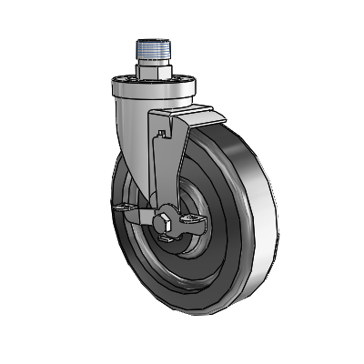 30 Series Pipe Thread Stem Zinc Swivel Caster with 6 x 1.5 Phenolic Wheel and VertiLoc Brake