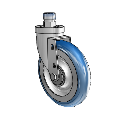 30 Series Pipe Thread Stem Zinc Swivel Caster with 6 x 1.25 PolyLoc (Blue) Wheel