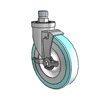 30 Series Pipe Thread Stem Zinc Swivel Caster with 6 x 1.25 Advantage Health Wheel and VertiLoc Brake