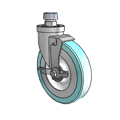 30 Series Pipe Thread Stem Zinc Swivel Caster with 6 x 1.25 Advantage Health Wheel and VertiLoc Brake