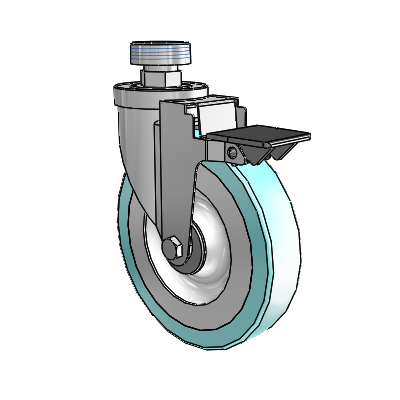 30 Series Pipe Thread Stem Zinc Swivel Caster with 6 x 1.25 Advantage Health Wheel and PosiLoc Brake