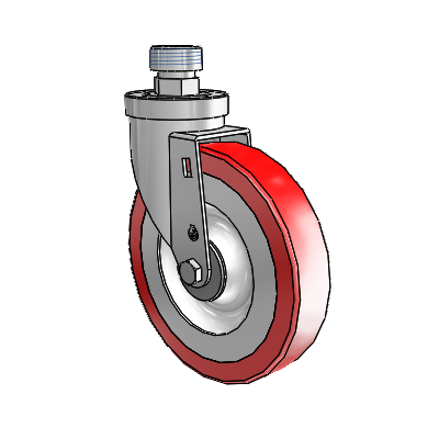 30 Series Pipe Thread Stem Zinc Swivel Caster with 6 x 1.25 Advantage Heat (Flat) Wheel
