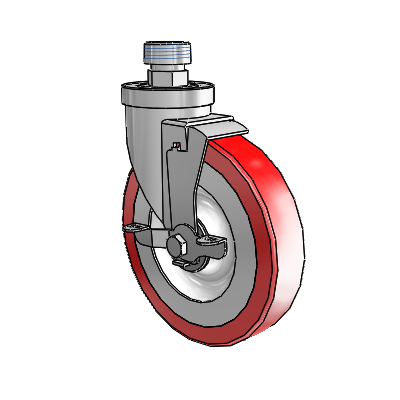 30 Series Pipe Thread Stem Zinc Swivel Caster with 6 x 1.25 Advantage Heat (Flat) Wheel and VertiLoc Brake