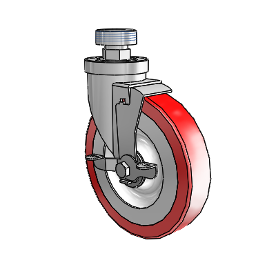 30 Series Pipe Thread Stem Zinc Swivel Caster with 6 x 1.25 Advantage Heat (Flat) Wheel and VertiLoc Brake