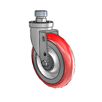 30 Series Pipe Thread Stem Zinc Swivel Caster with 6 x 1.25 Advantage Heat (Round) Wheel