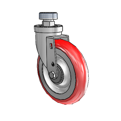30 Series Pipe Thread Stem Zinc Swivel Caster with 6 x 1.25 Advantage Heat (Round) Wheel