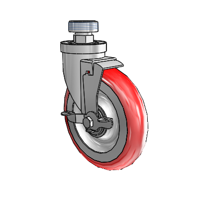 30 Series Pipe Thread Stem Zinc Swivel Caster with 6 x 1.25 Advantage Heat (Round) Wheel and VertiLoc Brake