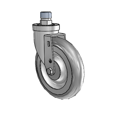 30 Series Pipe Thread Stem Zinc Swivel Caster with 6 x 1.25 PolyLock (Grey) Wheel