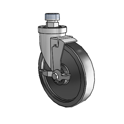 30 Series Pipe Thread Stem Zinc Swivel Caster with 6 x 1.5 Polyolefin Wheel and VertiLoc Brake
