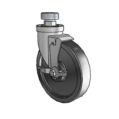 30 Series Pipe Thread Stem Zinc Swivel Caster with 6 x 1.5 Polyolefin Wheel and VertiLoc Brake