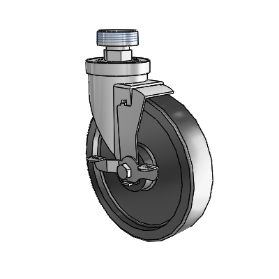 30 Series Pipe Thread Stem Zinc Swivel Caster with 6 x 1.5 Polyolefin Wheel and VertiLoc Brake
