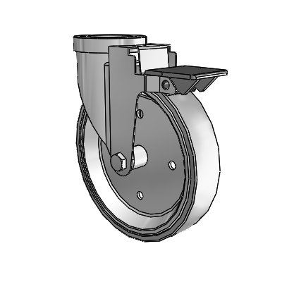 30 Series Hollow Kingpin Zinc Swivel Caster with 6 x 1.25 Welded Disc Rubber (Grey) Wheel and PosiLoc Brake