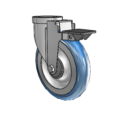 30 Series Hollow Kingpin Zinc Swivel Caster with 6 x 1.25 PolyLoc (Blue) Wheel and PosiLoc Brake