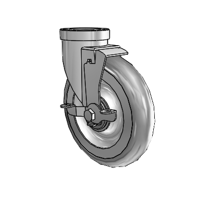 30 Series Hollow Kingpin Zinc Swivel Caster with 6 x 1.25 PolyLock (Grey) Wheel and VertiLoc Brake