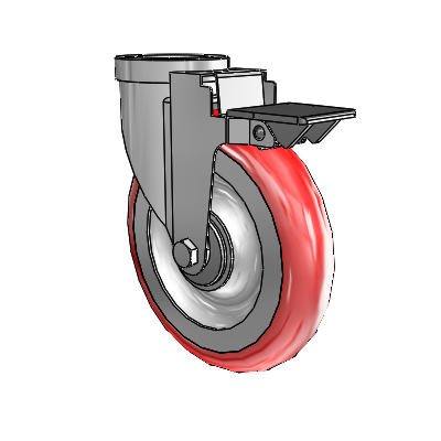30 Series Hollow Kingpin Zinc Swivel Caster with 6 x 1.25 Advantage Heat (Round) Wheel and PosiLoc Brake