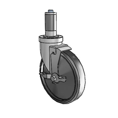 30 Series Expanding Adapter Zinc Swivel Caster with 6 x 1.25 Cushion Rubber Wheel and VertiLoc Brake