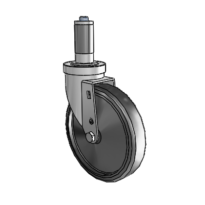 30 Series Expanding Adapter Zinc Swivel Caster with 6 x 1.25 Hard Rubber Wheel
