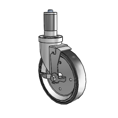 30 Series Expanding Adapter Zinc Swivel Caster with 6 x 1.25 Welded Disc Rubber (Black) Wheel and VertiLoc Brake