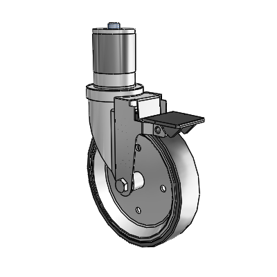 30 Series Expanding Adapter Zinc Swivel Caster with 6 x 1.25 Welded Disc Rubber (Black) Wheel and PosiLoc Brake