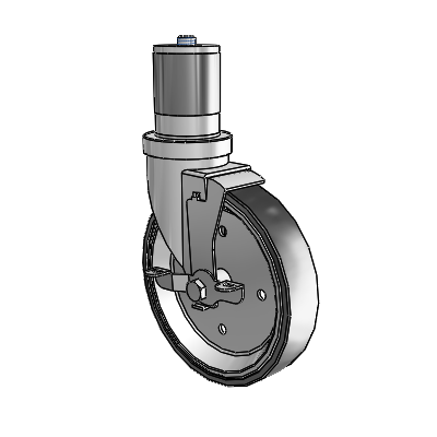 30 Series Expanding Adapter Zinc Swivel Caster with 6 x 1.25 Welded Disc Rubber (Black) Wheel and VertiLoc Brake