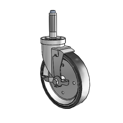 30 Series Expanding Adapter Zinc Swivel Caster with 6 x 1.25 Welded Disc Rubber (Black) Wheel and VertiLoc Brake
