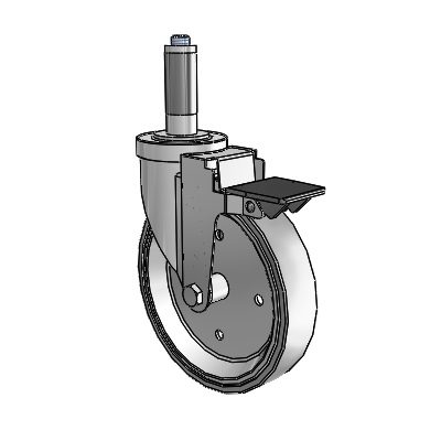 30 Series Expanding Adapter Zinc Swivel Caster with 6 x 1.25 Welded Disc Rubber (Grey) Wheel and PosiLoc Brake