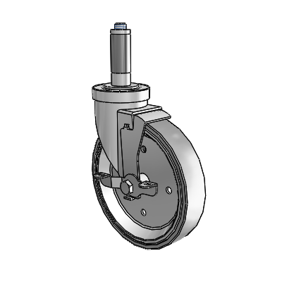 30 Series Expanding Adapter Zinc Swivel Caster with 6 x 1.25 Welded Disc Rubber (Grey) Wheel and VertiLoc Brake