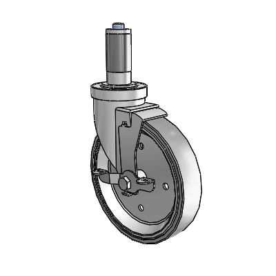 30 Series Expanding Adapter Zinc Swivel Caster with 6 x 1.25 Welded Disc Rubber (Grey) Wheel and VertiLoc Brake