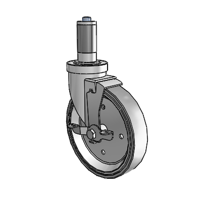 30 Series Expanding Adapter Zinc Swivel Caster with 6 x 1.25 Welded Disc Rubber (Grey) Wheel and VertiLoc Brake