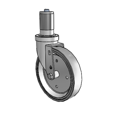 30 Series Expanding Adapter Zinc Swivel Caster with 6 x 1.25 Welded Disc Rubber (Grey) Wheel