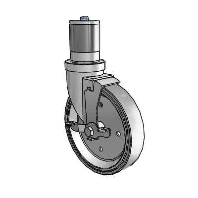 30 Series Expanding Adapter Zinc Swivel Caster with 6 x 1.25 Welded Disc Rubber (Grey) Wheel and VertiLoc Brake