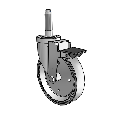 30 Series Expanding Adapter Zinc Swivel Caster with 6 x 1.25 Welded Disc Rubber (Grey) Wheel and PosiLoc Brake