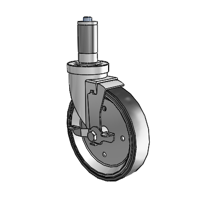 30 Series Expanding Adapter Zinc Swivel Caster with 6 x 1.25 Welded Disc Polyurethane Wheel and VertiLoc Brake