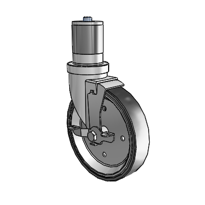 30 Series Expanding Adapter Zinc Swivel Caster with 6 x 1.25 Welded Disc Polyurethane Wheel and VertiLoc Brake