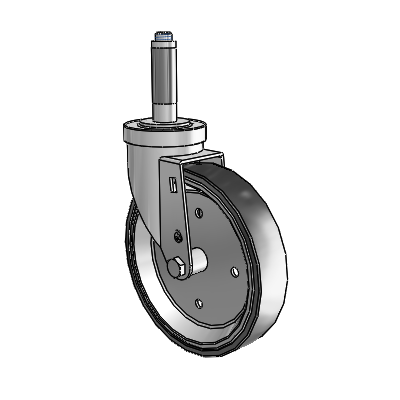 30 Series Expanding Adapter Zinc Swivel Caster with 6 x 1.25 Welded Disc Polyurethane Wheel