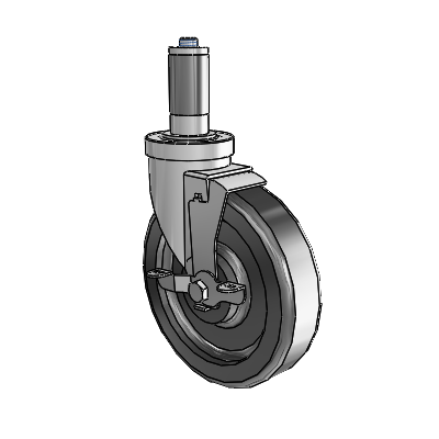 30 Series Expanding Adapter Zinc Swivel Caster with 6 x 1.5 Phenolic Wheel and VertiLoc Brake