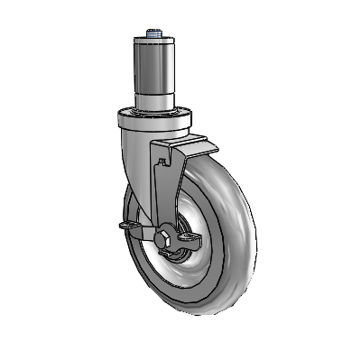 30 Series Expanding Adapter Zinc Swivel Caster with 6 x 1.25 PolyLock (Grey) Wheel and VertiLoc Brake