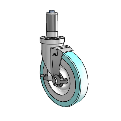 30 Series Expanding Adapter Zinc Swivel Caster with 6 x 1.25 Advantage Health Wheel and VertiLoc Brake