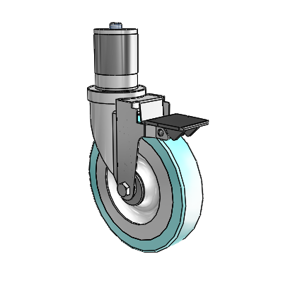 30 Series Expanding Adapter Zinc Swivel Caster with 6 x 1.25 Advantage Health Wheel and PosiLoc Brake