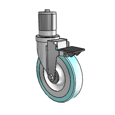 30 Series Expanding Adapter Zinc Swivel Caster with 6 x 1.25 Advantage Health Wheel and PosiLoc Brake