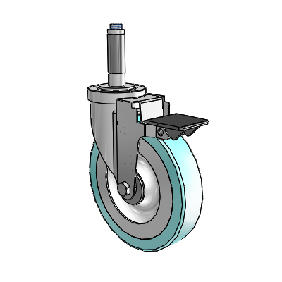 30 Series Expanding Adapter Zinc Swivel Caster with 6 x 1.25 Advantage Health Wheel and PosiLoc Brake