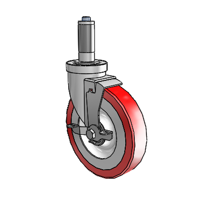 30 Series Expanding Adapter Zinc Swivel Caster with 6 x 1.25 Advantage Heat (Flat) Wheel and VertiLoc Brake