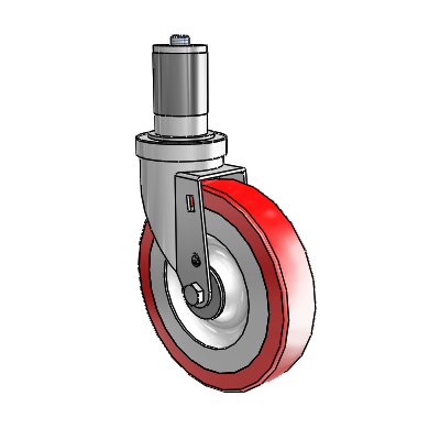 30 Series Expanding Adapter Zinc Swivel Caster with 6 x 1.25 Advantage Heat (Flat) Wheel