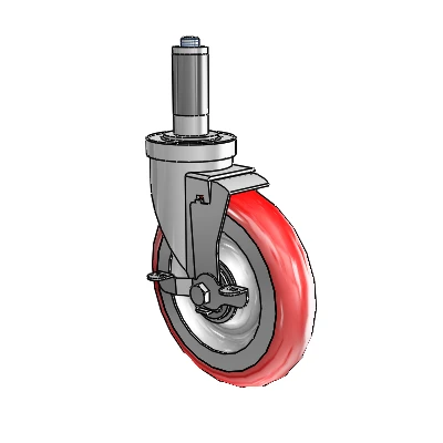 30 Series Expanding Adapter Zinc Swivel Caster with 6 x 1.25 Advantage Heat (Round) Wheel and VertiLoc Brake