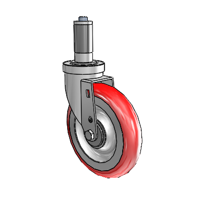 30 Series Expanding Adapter Zinc Swivel Caster with 6 x 1.25 Advantage Heat (Round) Wheel