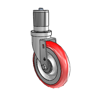 30 Series Expanding Adapter Zinc Swivel Caster with 6 x 1.25 Advantage Heat (Round) Wheel