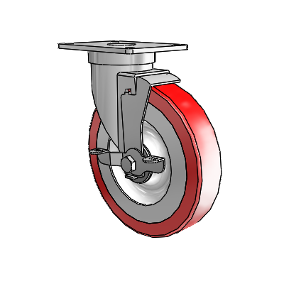 S30 Series Top Plate Stainless Steel Swivel Caster with 6 x 1.25 Advantage Heat (Flat) Wheel and VertiLoc Brake
