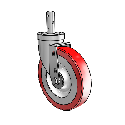 S30 Series Round Stem Stainless Steel Swivel Caster with 6 x 1.25 Advantage Heat (Flat) Wheel