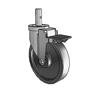 S30 Series Round Stem Stainless Steel Swivel Caster with 6 x 1.25 Polyolefin Wheel and PosiLoc Brake
